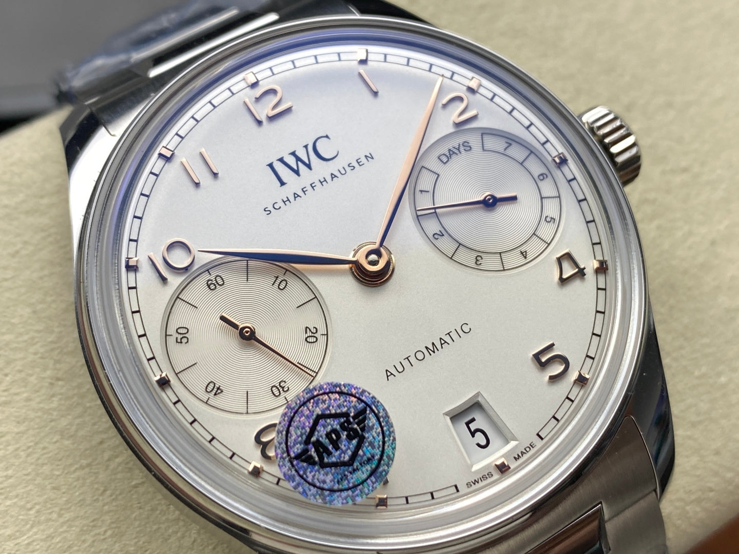 IWC Portuguese 42.4mm Cream Dial Steel Case Pink Gold Numerals