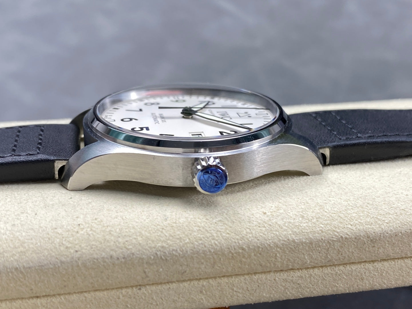 IWC Pilot 40mm Cream Dial Steel Case Black Leather Strap