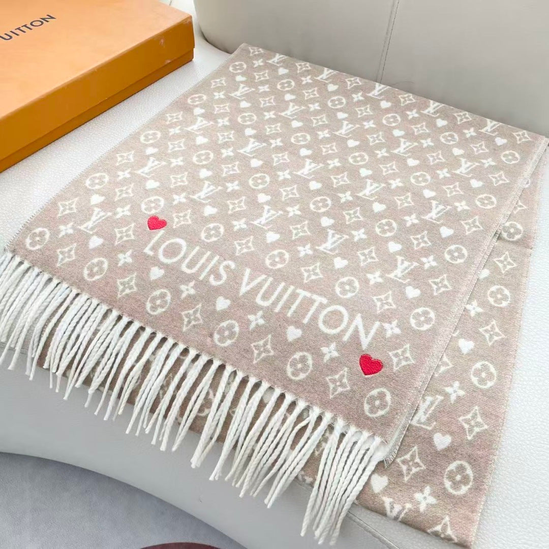LV Studdy Reykjavik Scarf 180cm Beige Wool 967169
