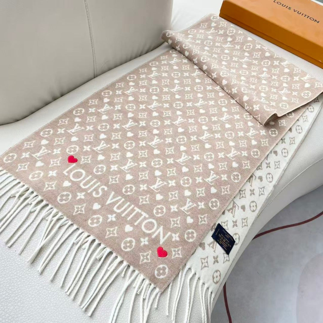LV Studdy Reykjavik Scarf 180cm Beige Wool 967169