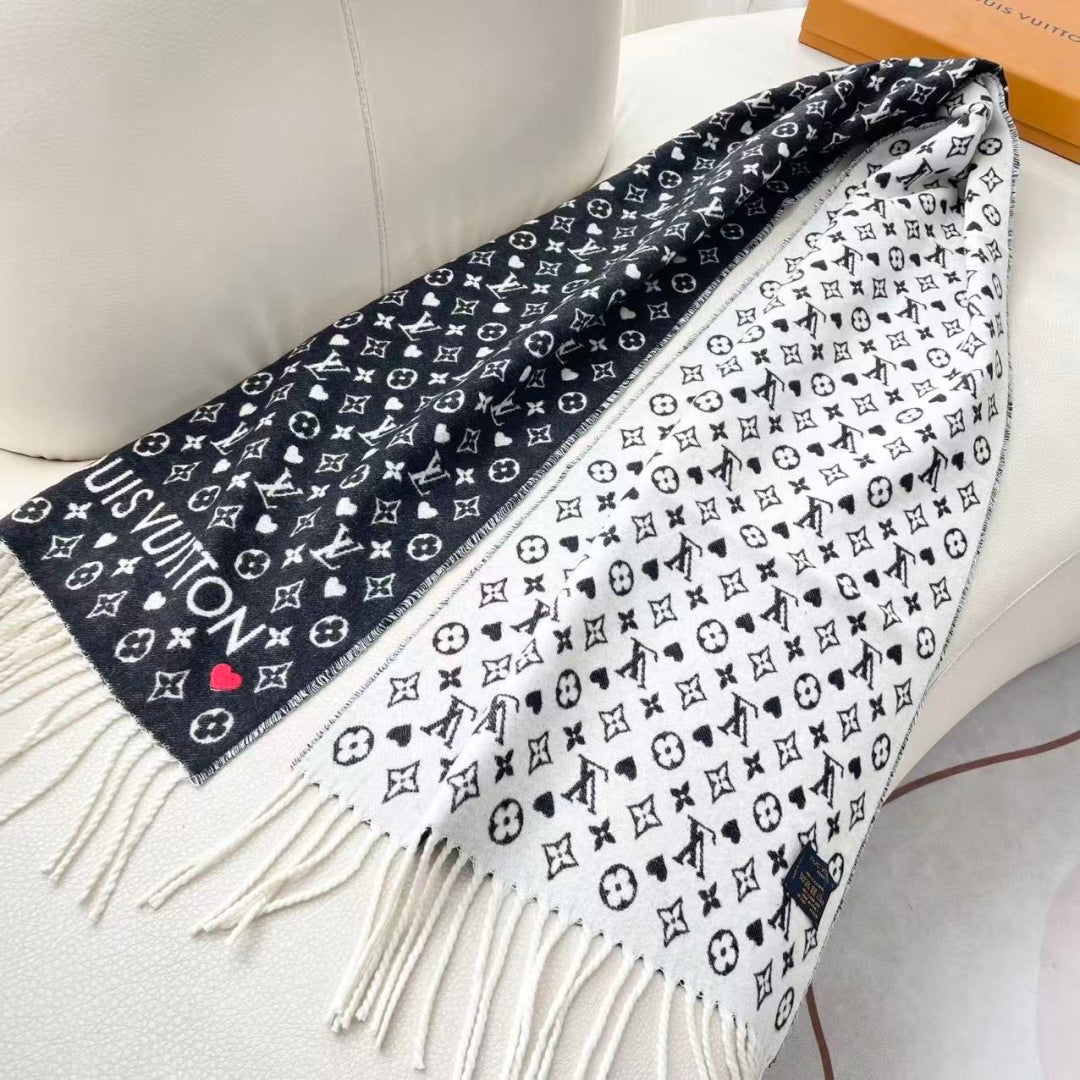 LV Studdy Reykjavik Scarf 180cm Black Wool 967170