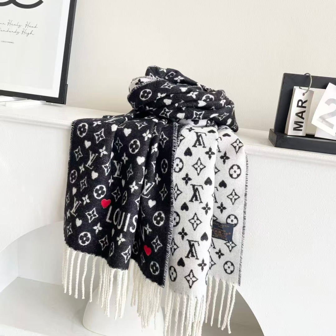 LV Studdy Reykjavik Scarf 180cm Black Wool 967170
