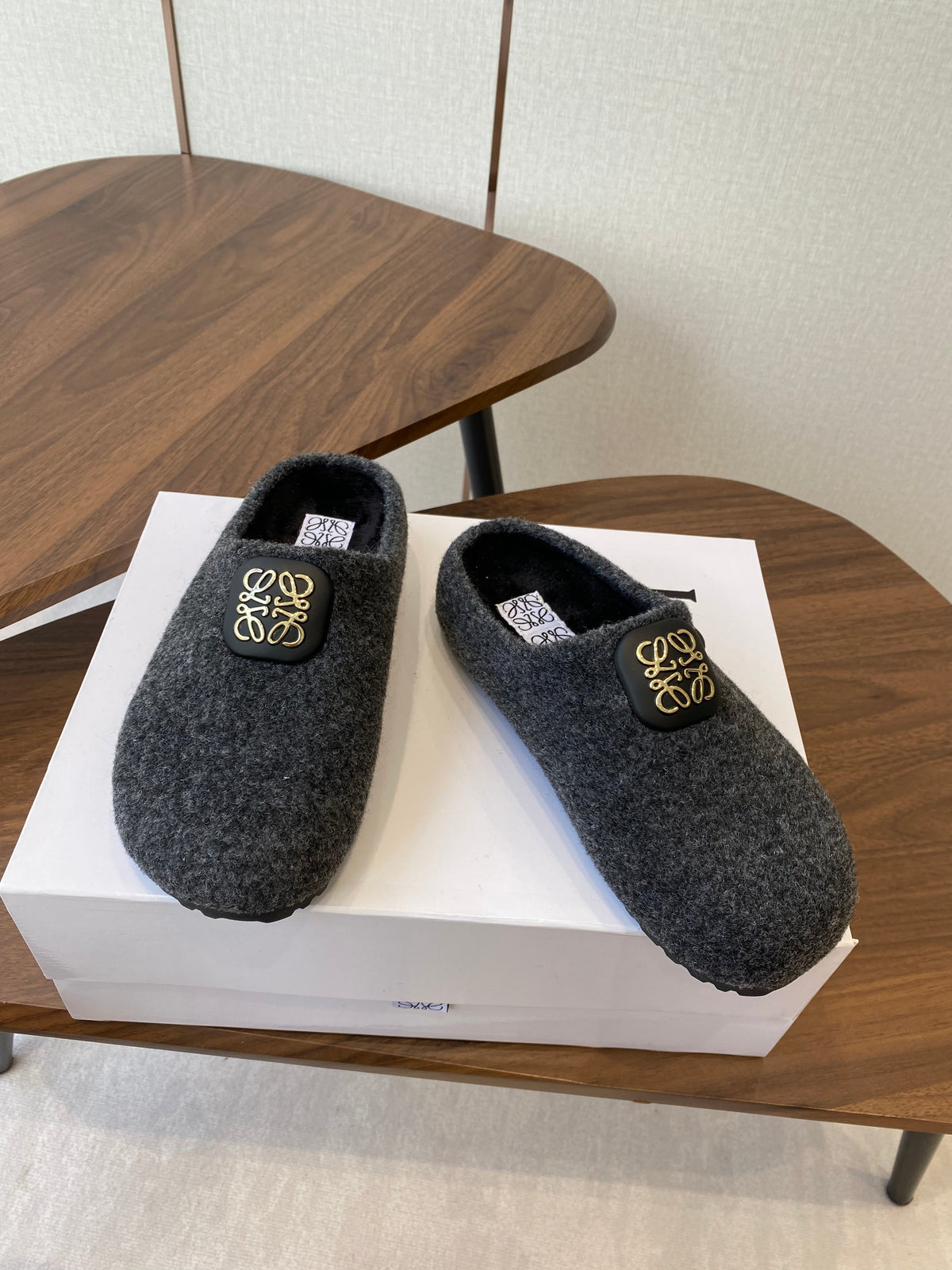 Loewe Birkenstock slippers gray wool 477795