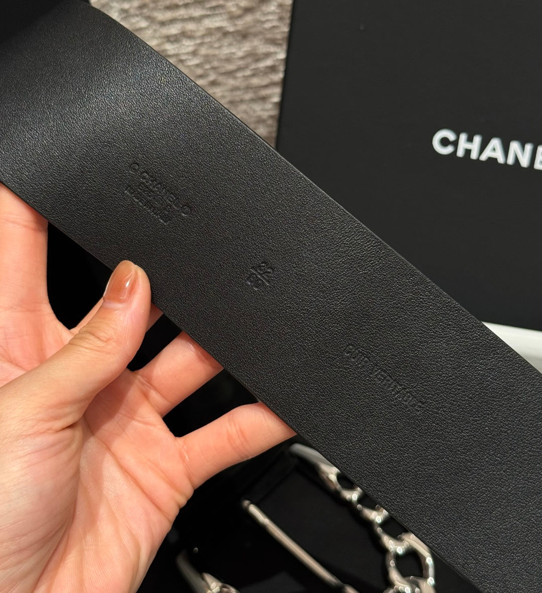 Chanel 2026 Wide Chain Buckle Belt 60mm Suede 207183
