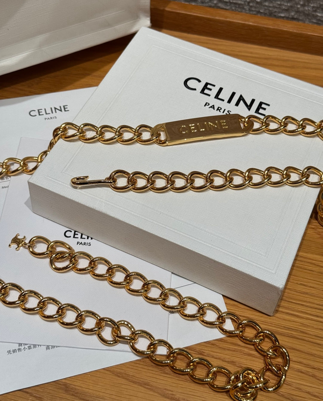 Celine 2026 Gold Nameplate Chain Belt