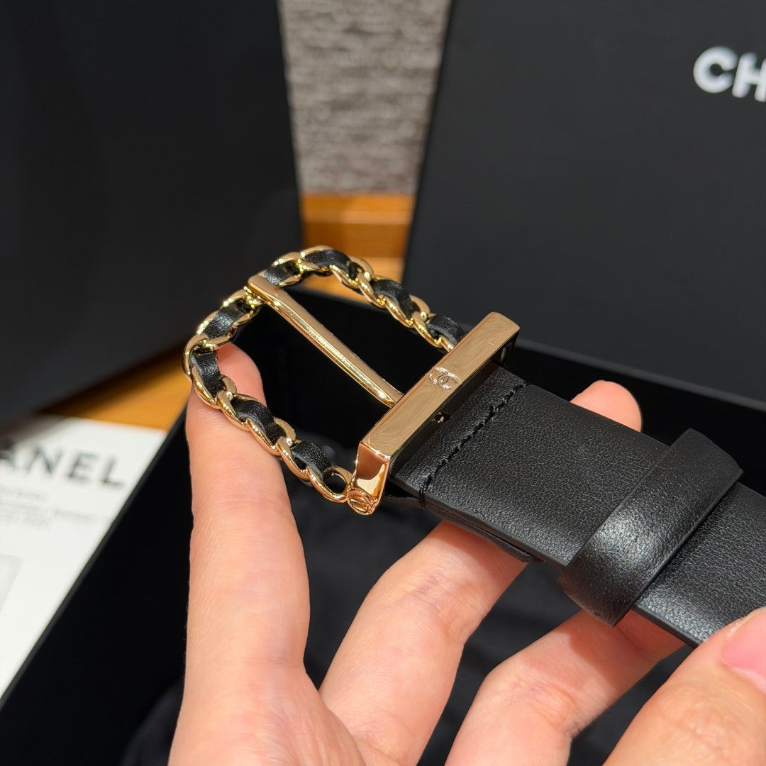 Chanel 2026 Interwoven Chain Buckle Belt 30mm 207253