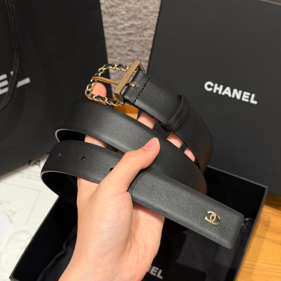 Chanel 2026 Interwoven Chain Buckle Belt 30mm 207253