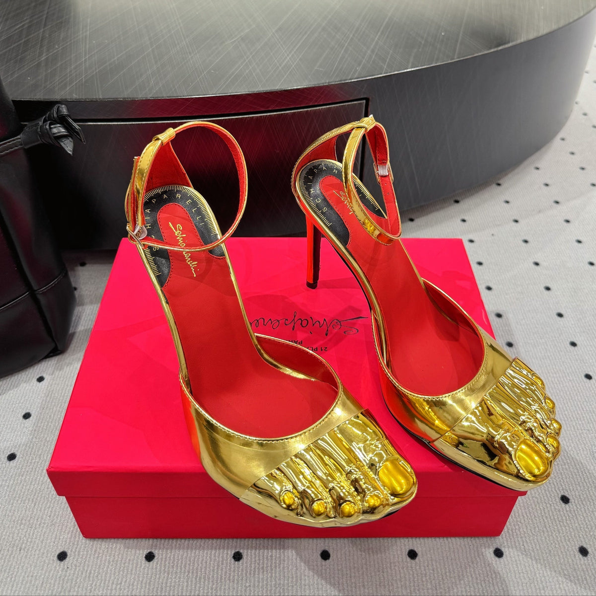 CL 25 Elsa Schiapar Slingback Gold Mirror Cowhide 321605