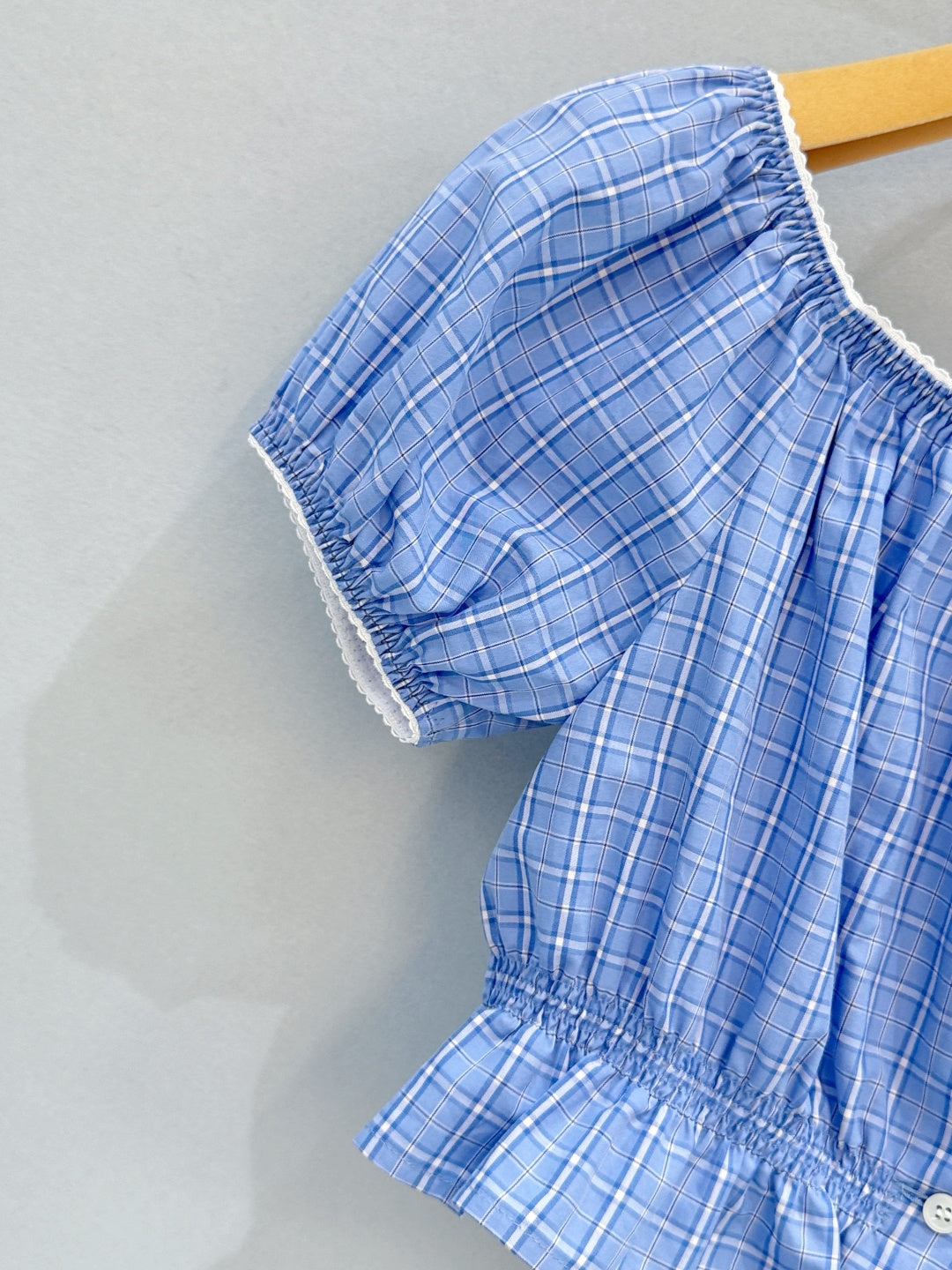 Miu Miu 2026 Plaid Top Blue Cotton