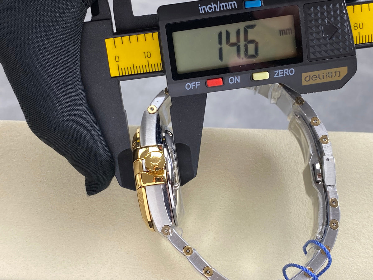 Omega Constellation Co-Axial Chronometer 38mm Gold Steel Case Yellow Dial