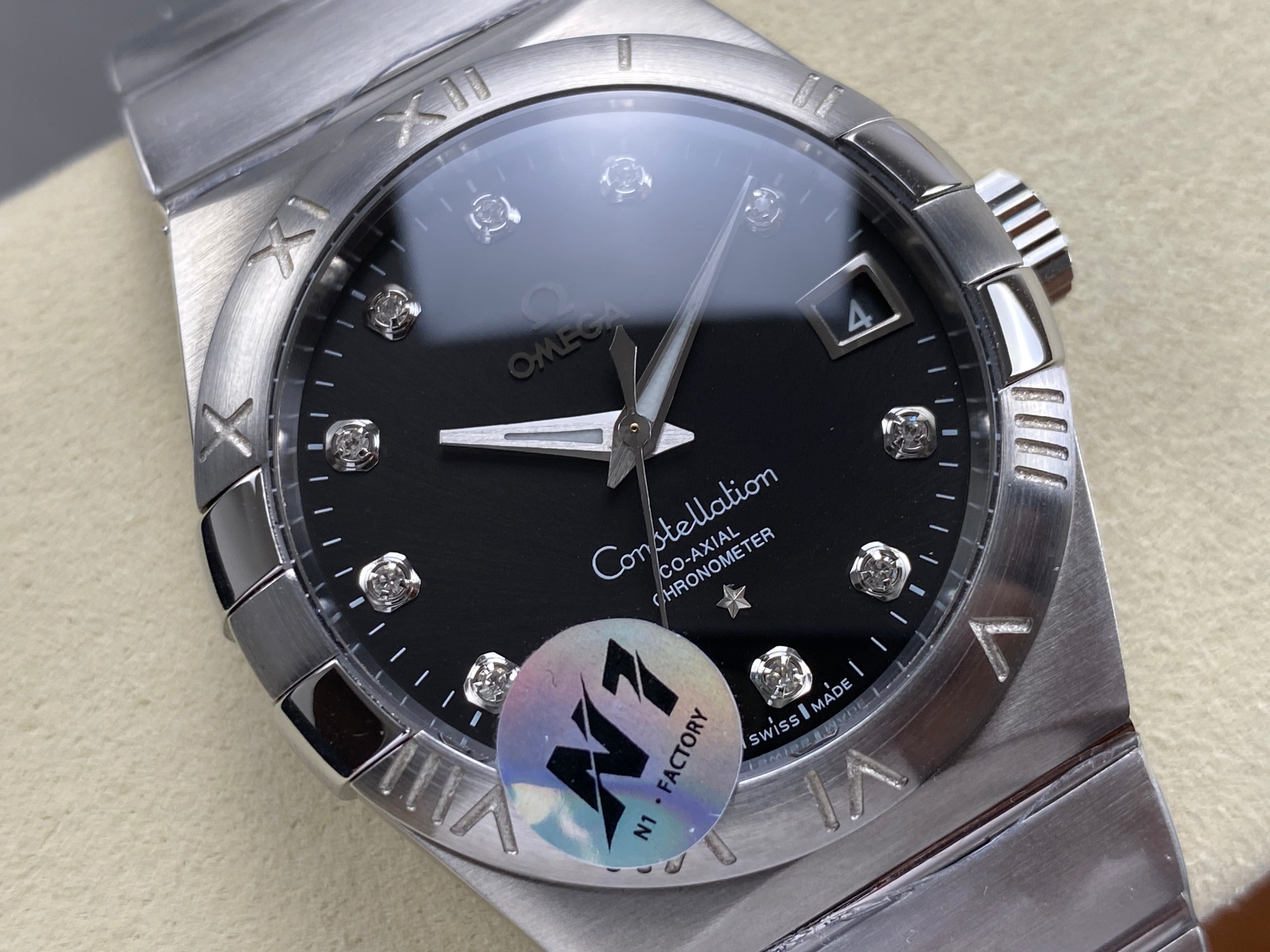 Omega Constellation Co-Axial Master Chronometer 38 mm Stainless Steel Case Diamond Black Dial