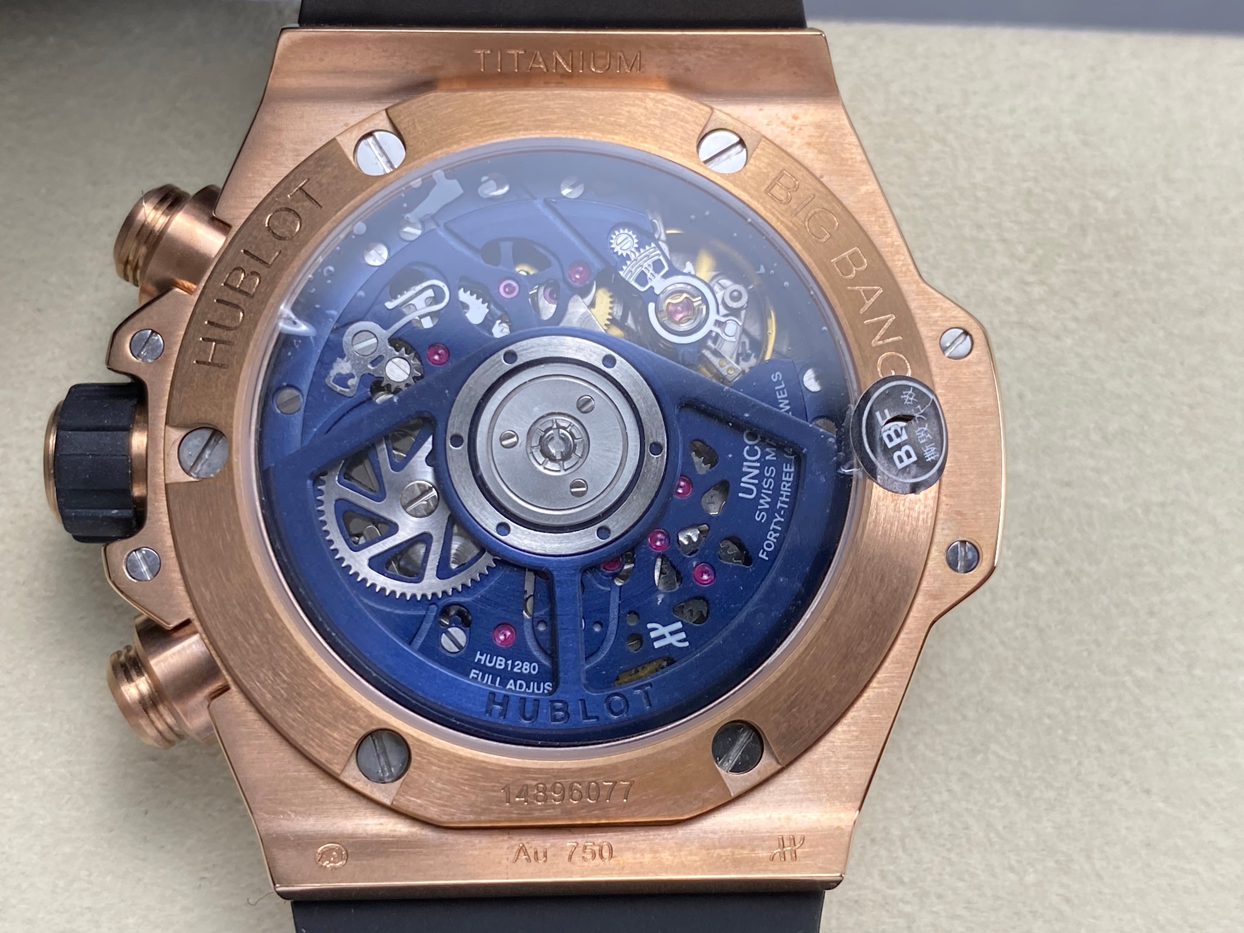 Hublot Big Bang Unico Rose Gold Blue 42mm Blue Rubber Strap Watch