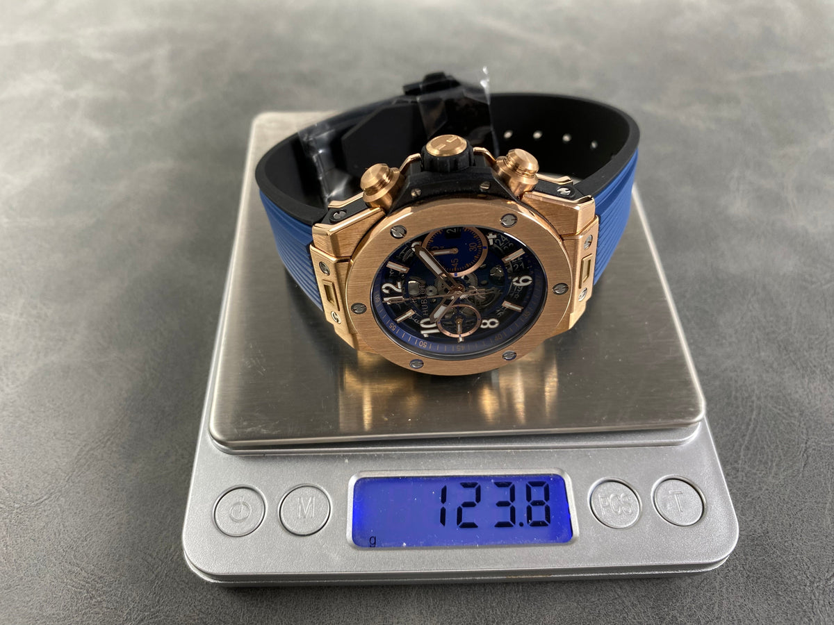 Hublot Big Bang Unico Rose Gold Blue 42mm Blue Rubber Strap Watch