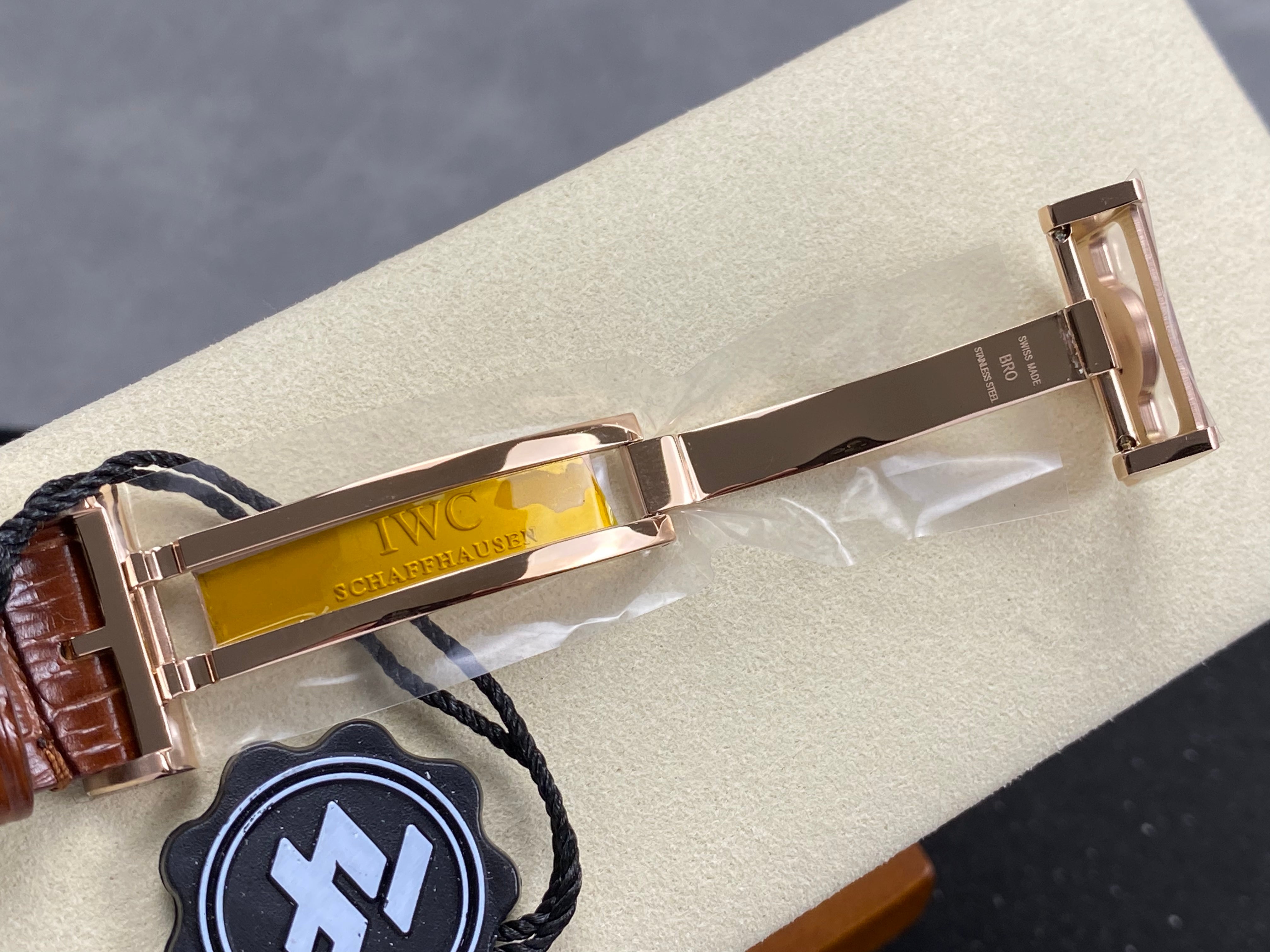IWC Portuguese 42mm Cream Dial Pink Gold Case Leather