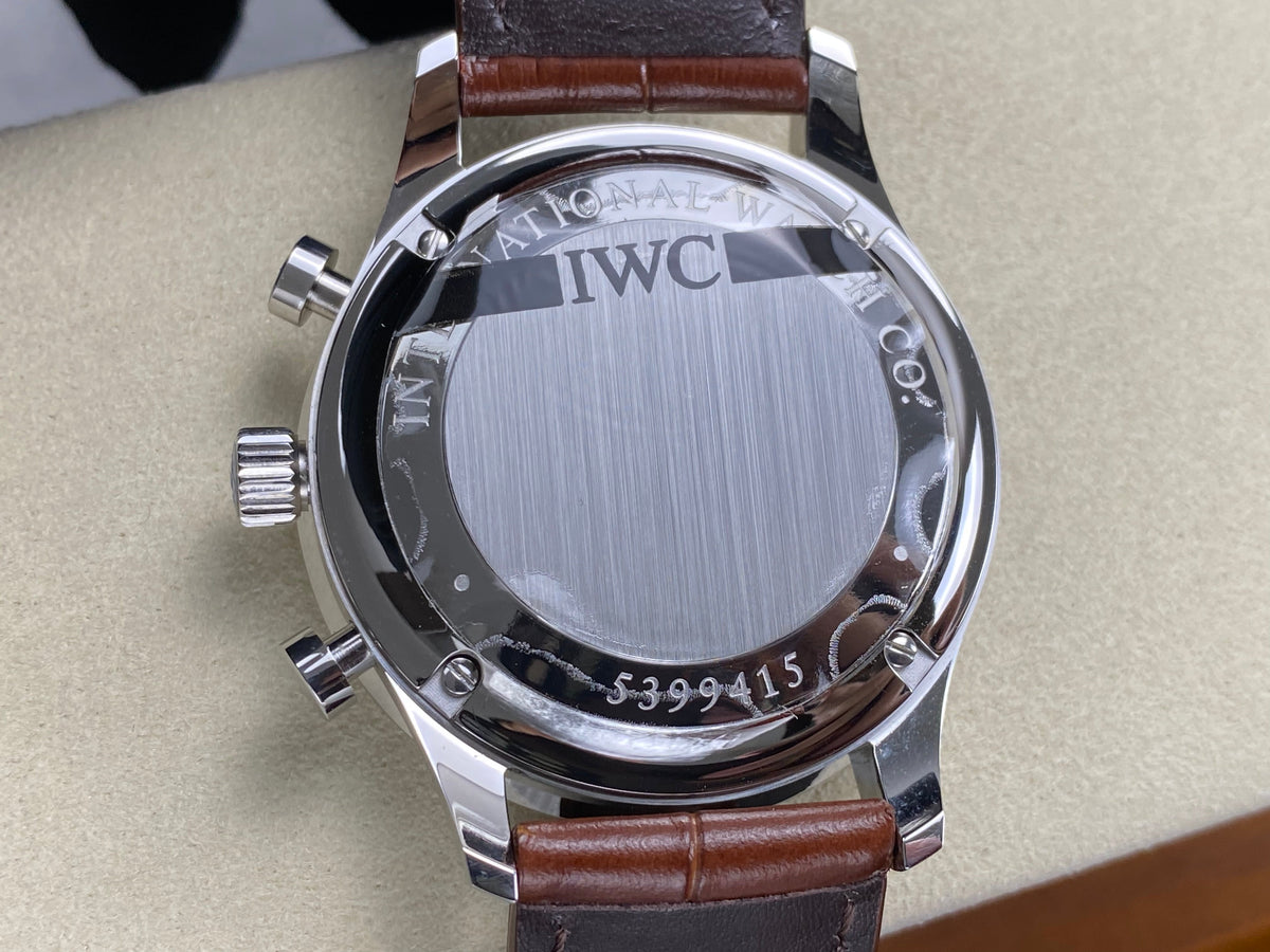 IWC Portuguese Chronograph 41mm White Dial Brown Leather Strap