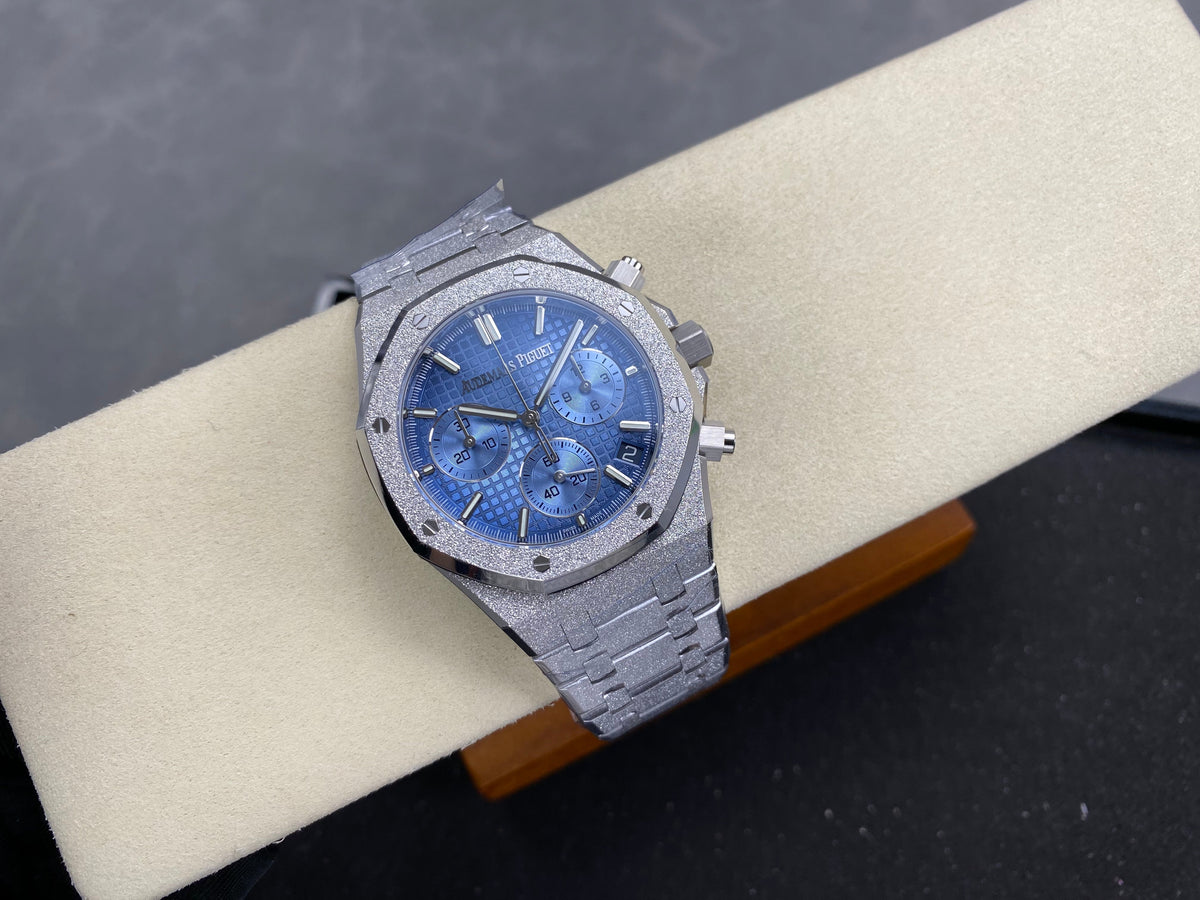 Audemars Piguet Royal Oak Chronograph 41mm Frosted Steel Case Blue Dial
