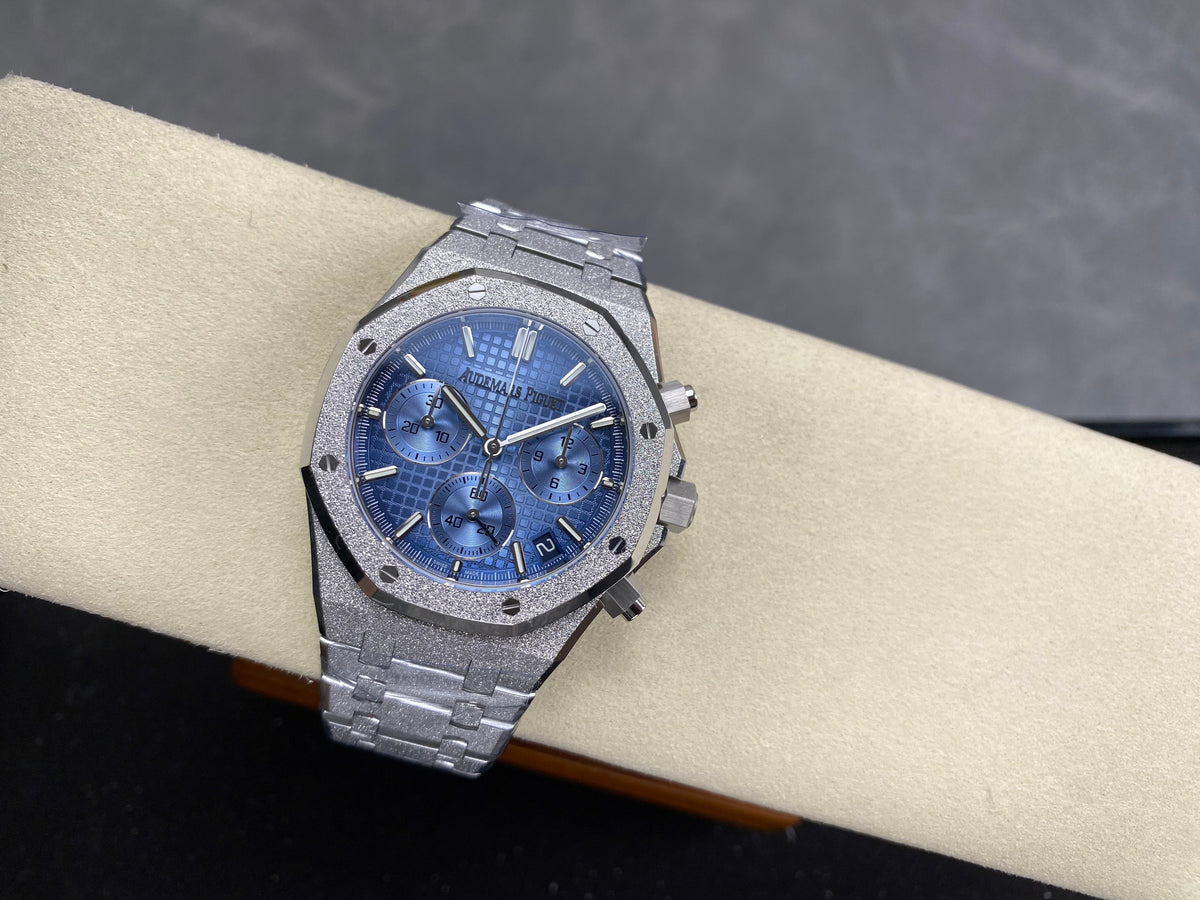 Audemars Piguet Royal Oak Chronograph 41mm Frosted Steel Case Blue Dial