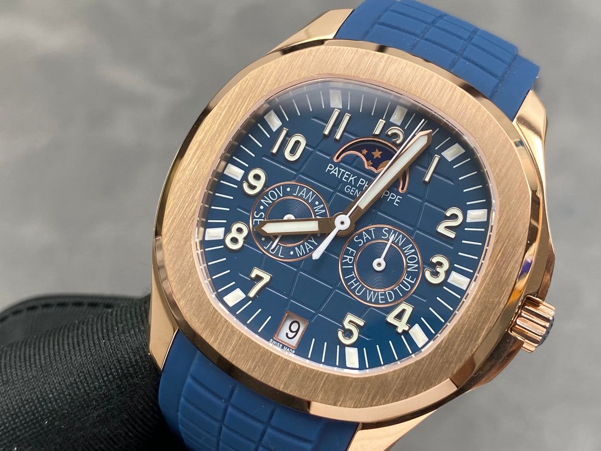 Patek Philippe Aquanaut Luce Annual Calendar 40mm Gold Case Blue Rubber Strap