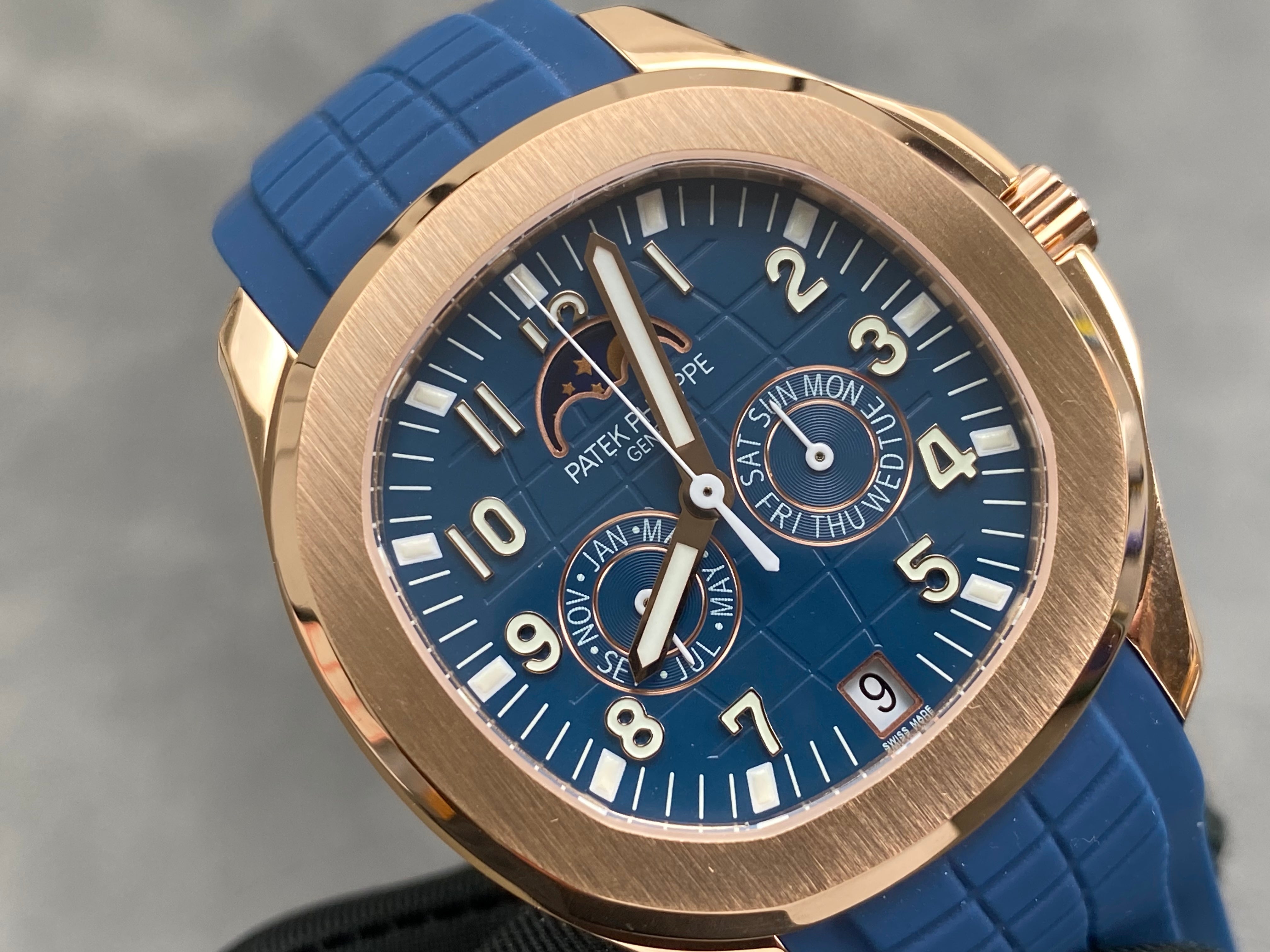 Patek Philippe Aquanaut Luce Annual Calendar 40mm Gold Case Blue Rubber Strap