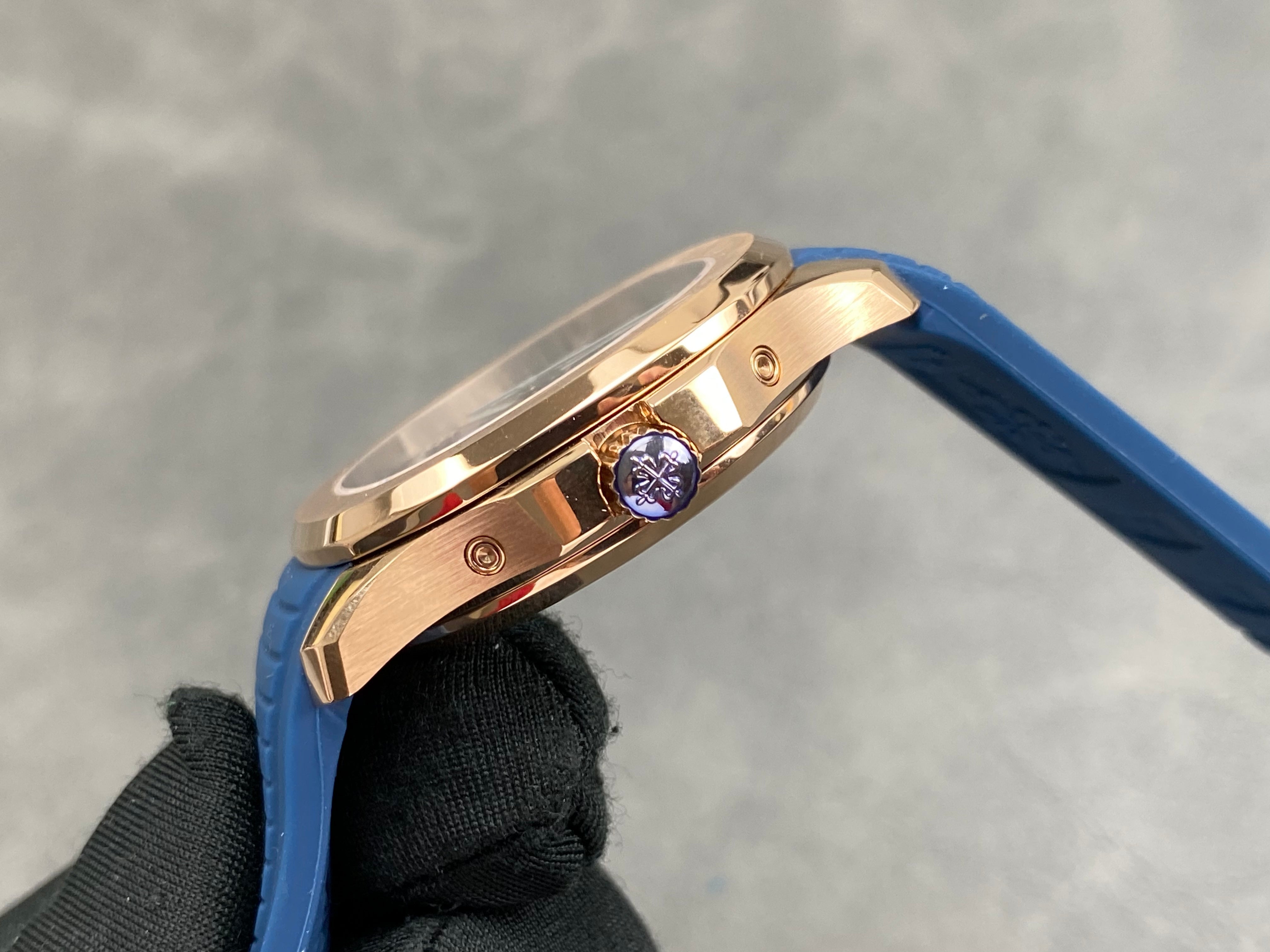 Patek Philippe Aquanaut Luce Annual Calendar 40mm Gold Case Blue Rubber Strap