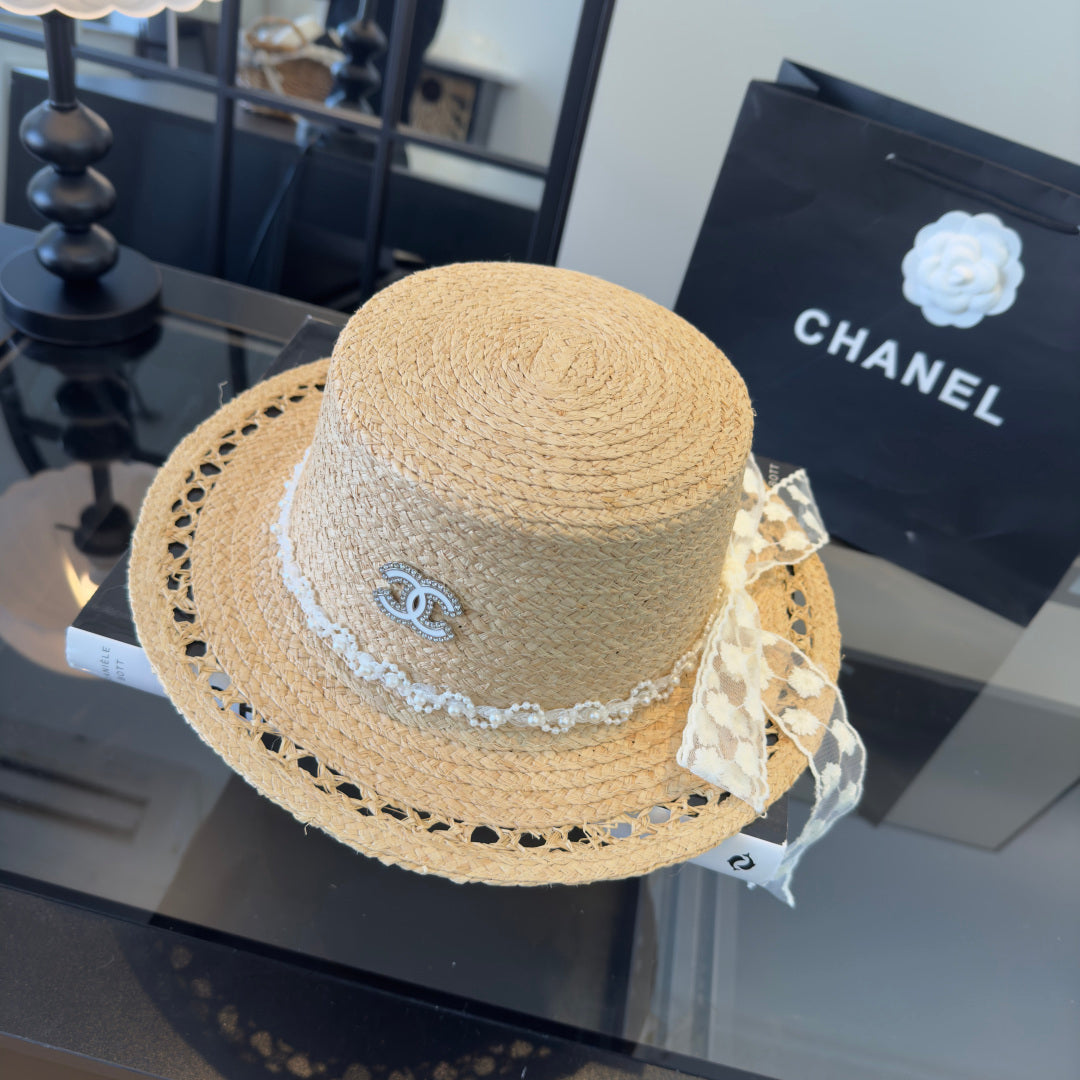 Chanel Bow-tie Straw Hat 279626