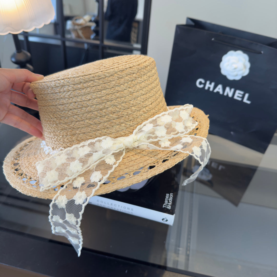 Chanel Bow-tie Straw Hat 279626