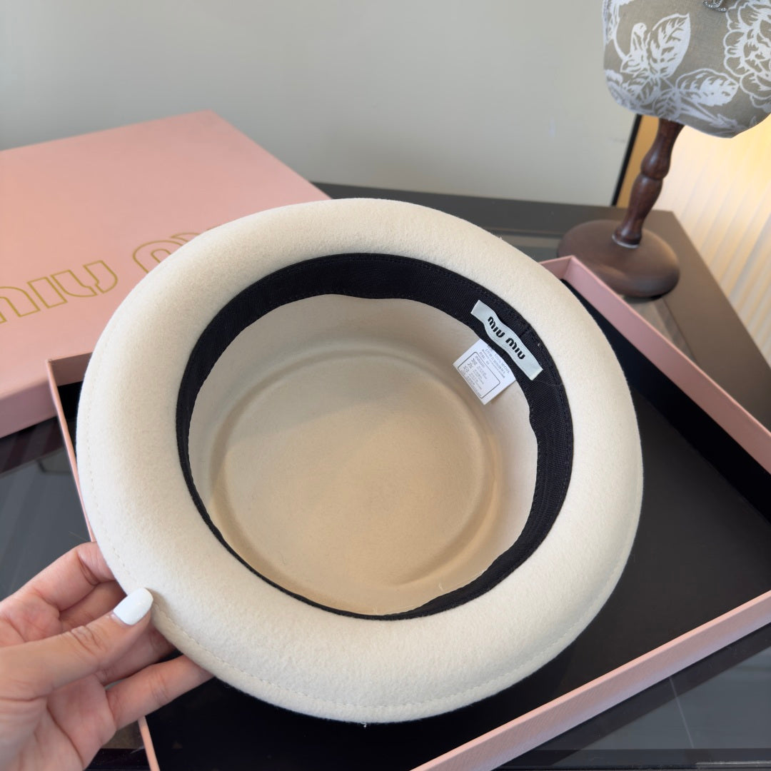 Miumiu Felt Hat With Ribbon And Flower 477646