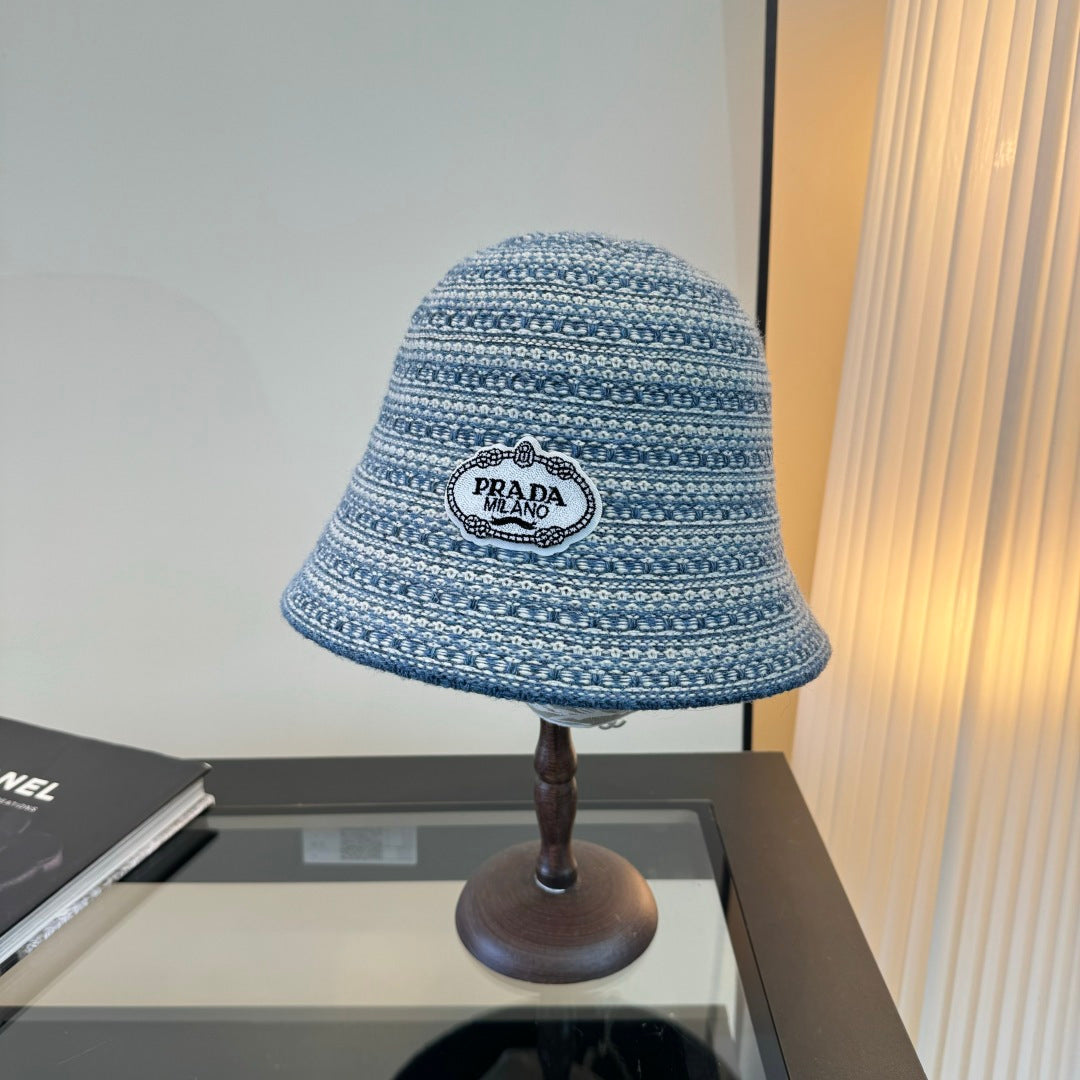 Prada Striped Bucket Wool Hat 477566