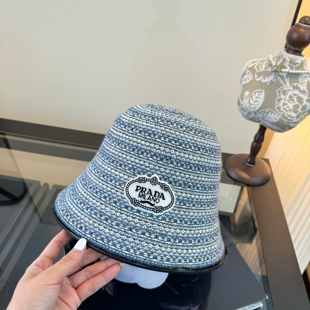 Prada Striped Bucket Wool Hat 477566