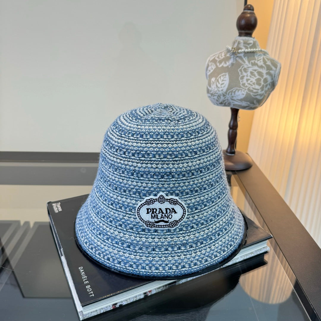 Prada Striped Bucket Wool Hat 477566