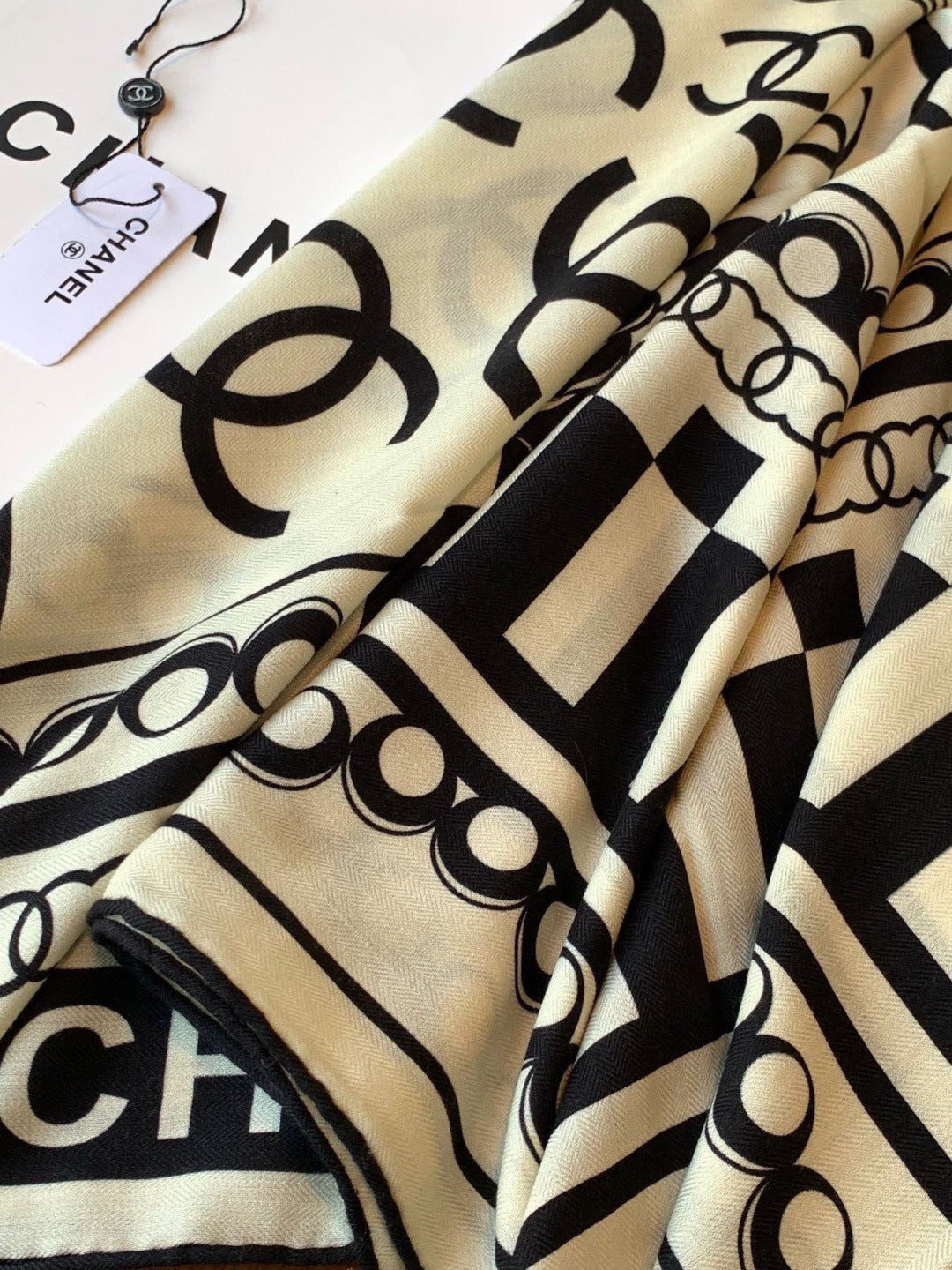 Chanel 2026 Camellia Flower Motif Scarf 135cm Silk And Cashmere 213760