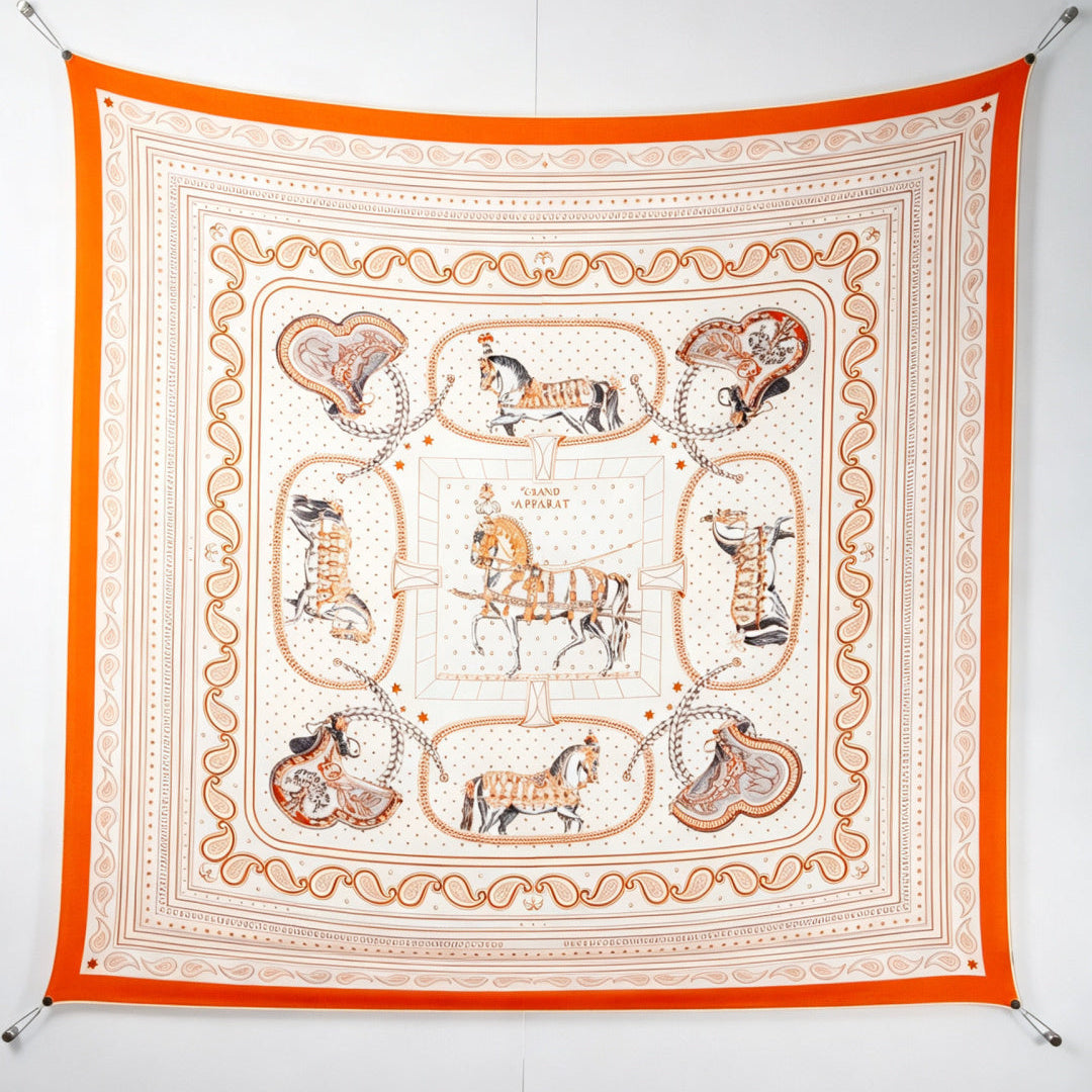 Hermès 2026 Bandana Scarf 140cm Orange Cashmere And Silk 218151