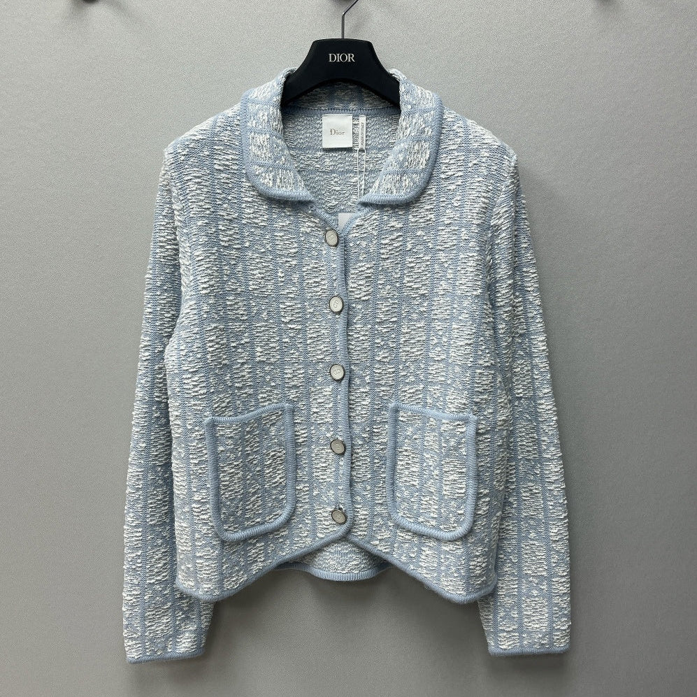 Dior 2026 Cannage Regular-Fit Jacket Blue Tweed 446636