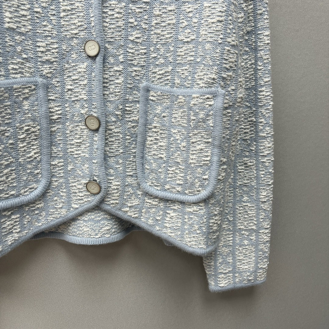 Dior 2026 Cannage Regular-Fit Jacket Blue Tweed 446636