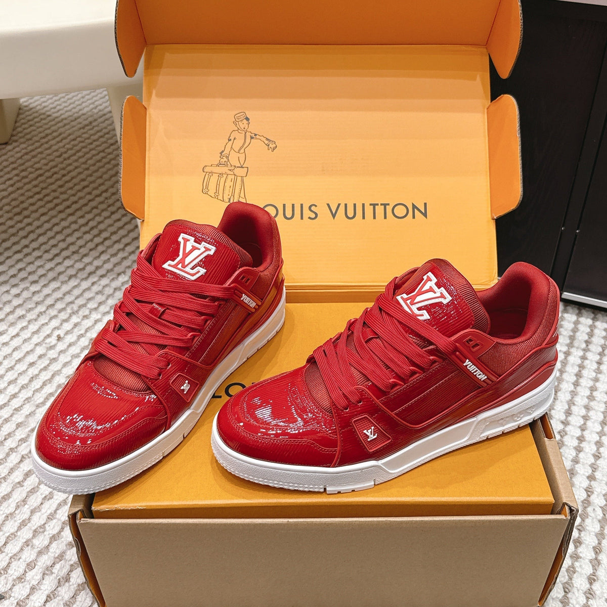 LV 26ss Trainer Sneakers Red Cowhide 657931