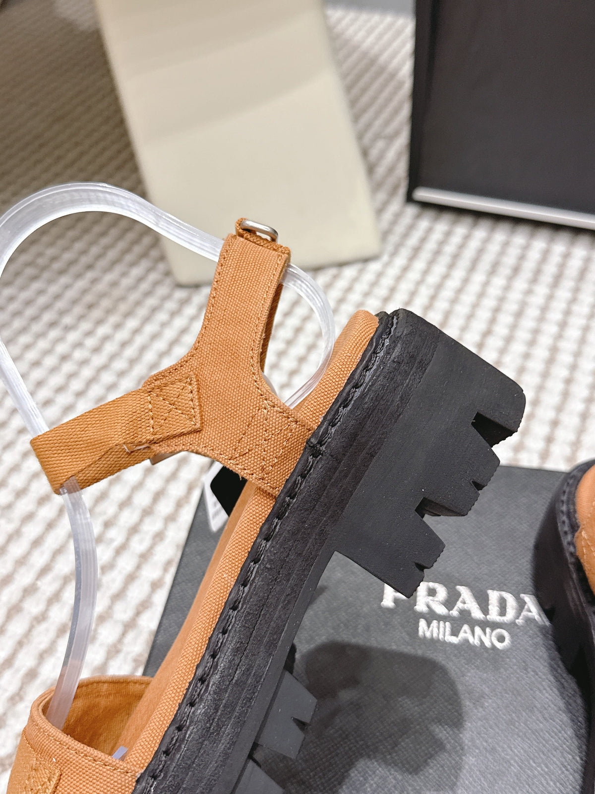 PRA 2026S Roman Sandals Tan Brown Canvas 657523