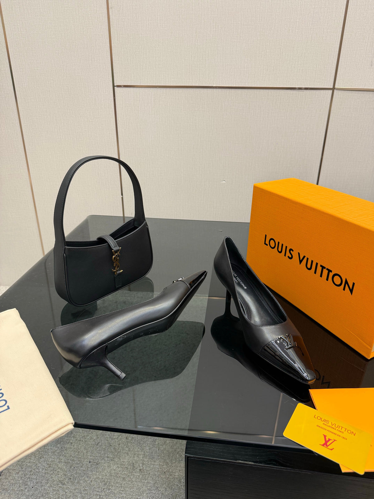 LV 26ss Heel Pump 55 Black Patent Leather 629631