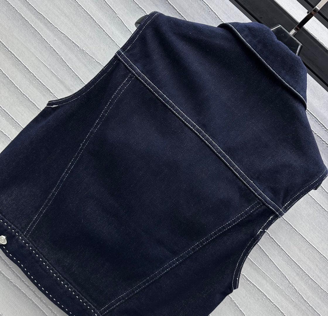 Fendi 25C Embroidered Denim Vest  228894