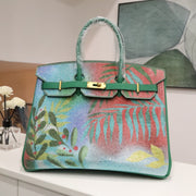 High-end Hermes 2026 "Paradise" Swarovski Crystal Birkin 35cm Bag Vert Vertigo Togo Leather