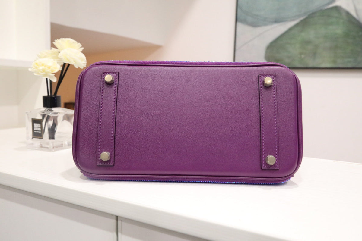 High-end Hermes 2026 Rhinestone-encrusted Birkin 30cm Purple Cowhide