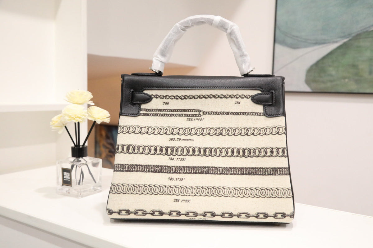 High-end Hermes 2026 Kelly 28cm Black Swift Leather/Canvas
