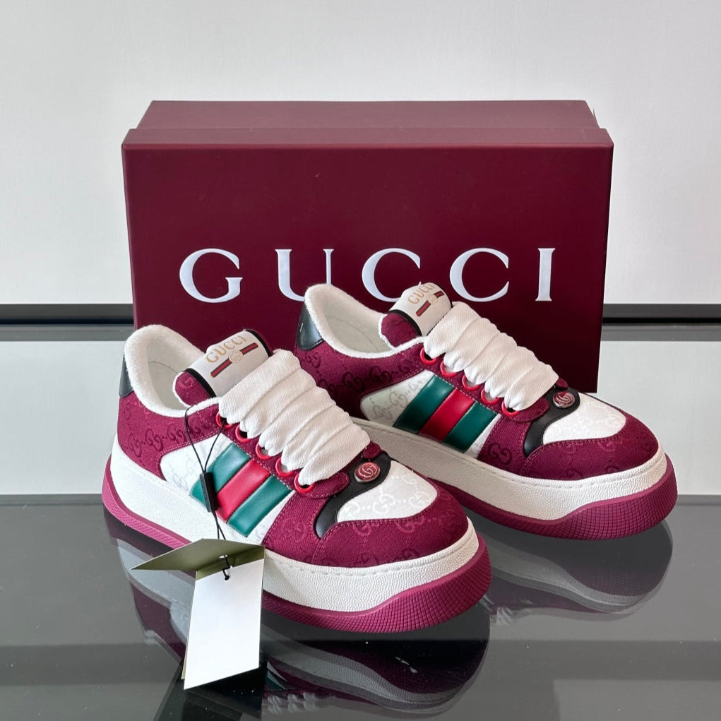 GG Men's Screener Sneaker Red White Canvas 524667