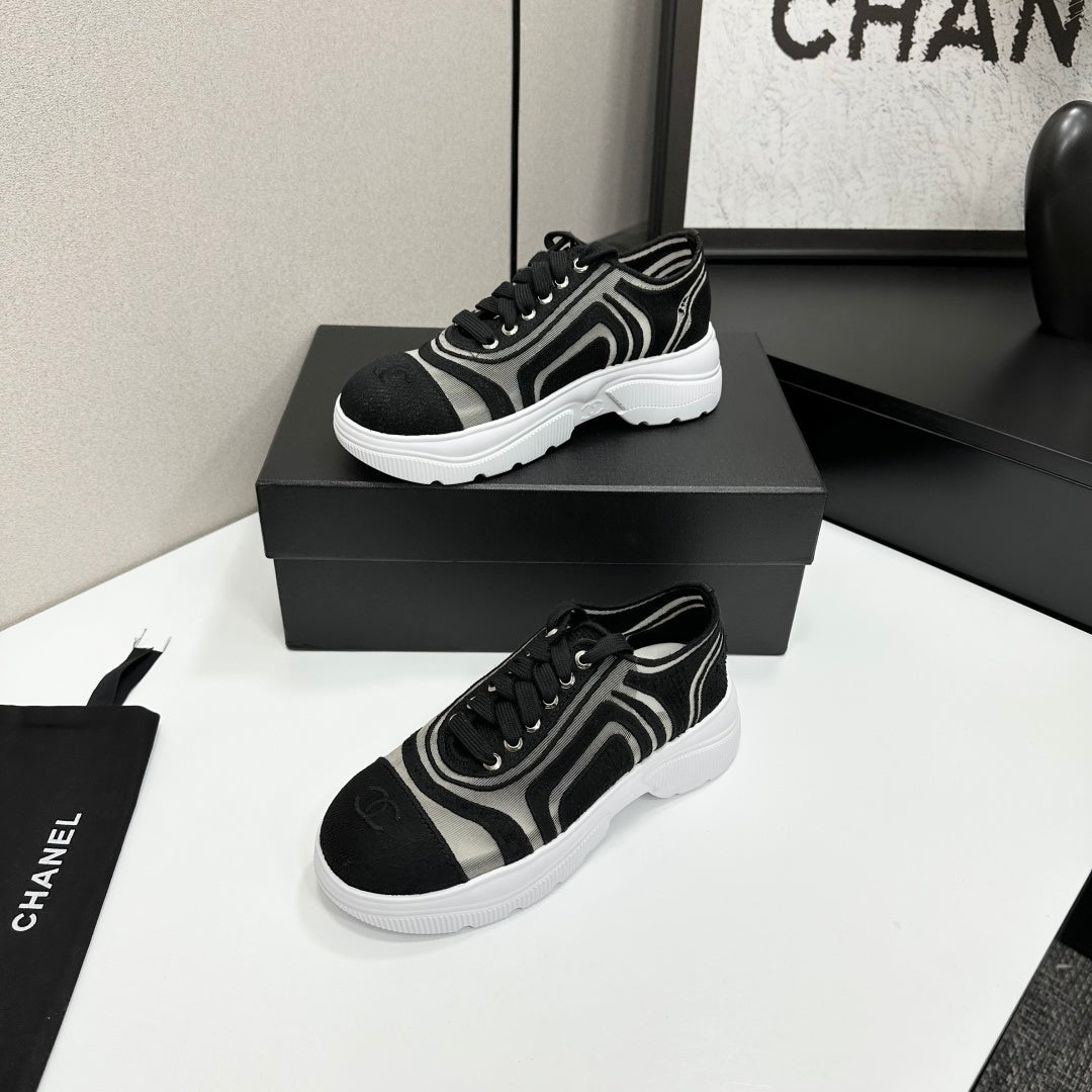 CC 26s Casual Sneakers Rhinestones Black White Mesh Sheepskin 626364
