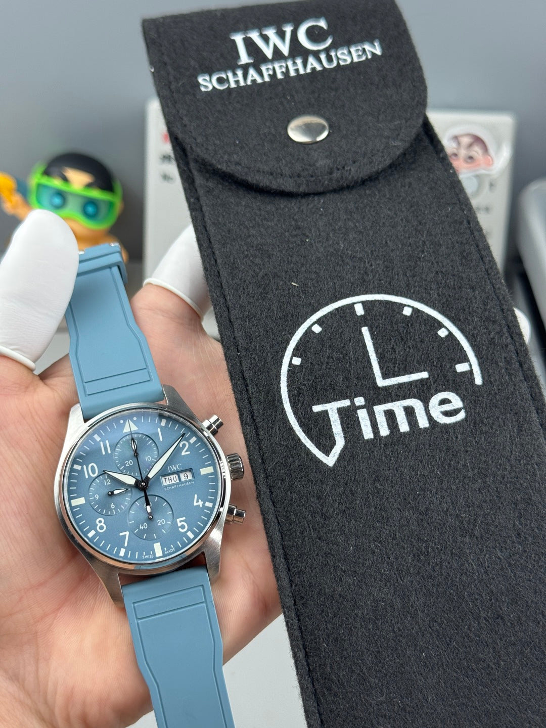 IWC Pilot's Chronograph 41mm Blue Dial Steel Case Rubber Strap