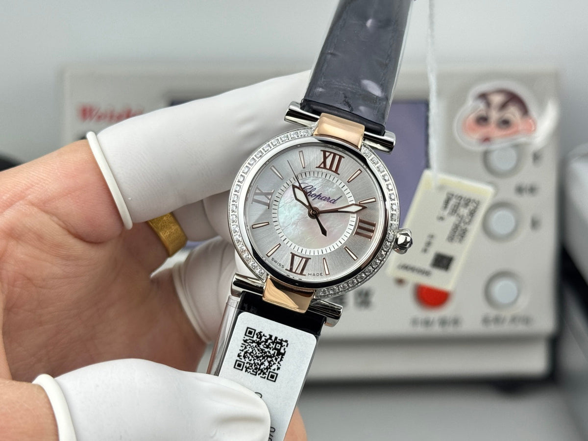 Chopard Imperiale 29mm Sliver Case Diamond Bezel Pink Gold