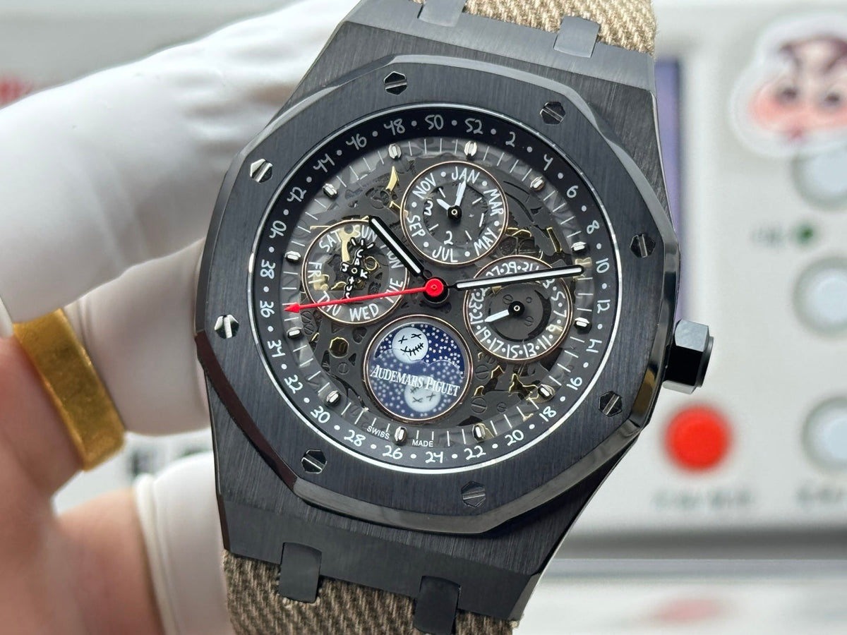Audemars Piguet Royal Oak Perpetual Calendar 41mm Black Ceramic Brown Textile Strap