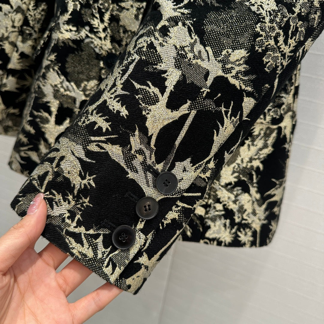 CD 25 Print Suit jacket Black Gold Jacquard fabric