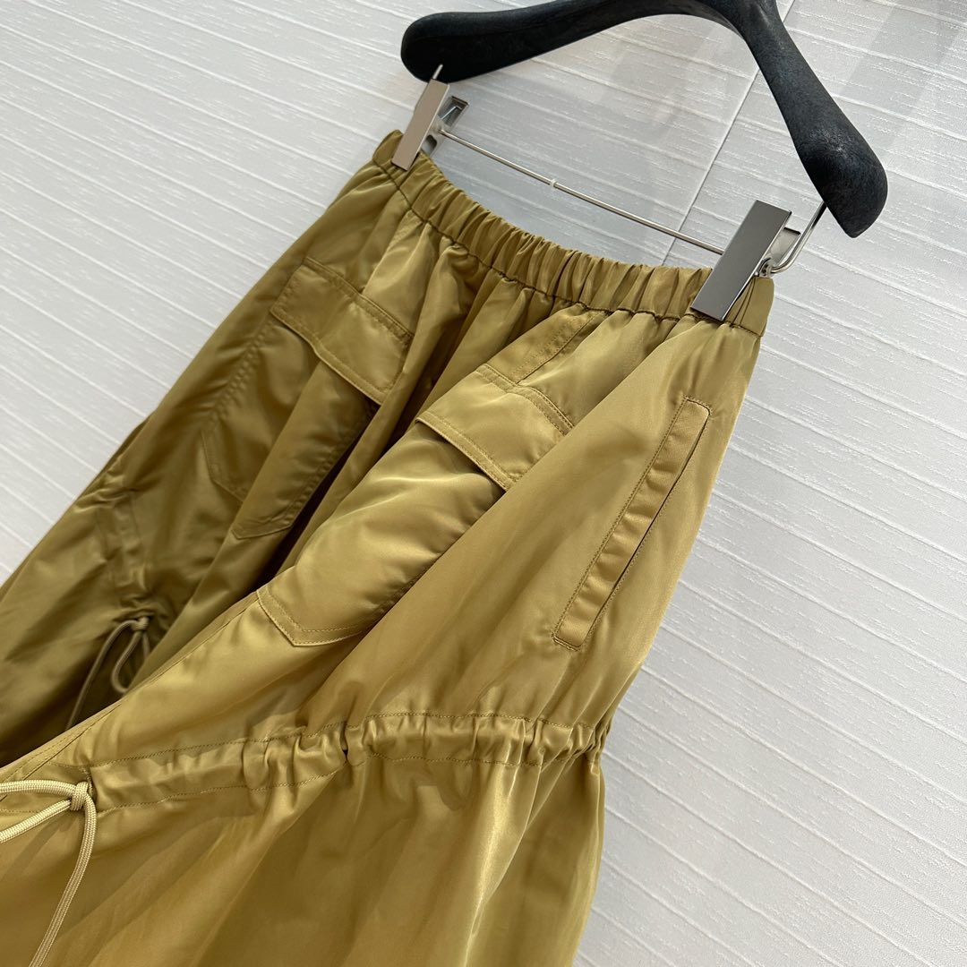 Prada 2025 Long Skirt Khaki Polyester