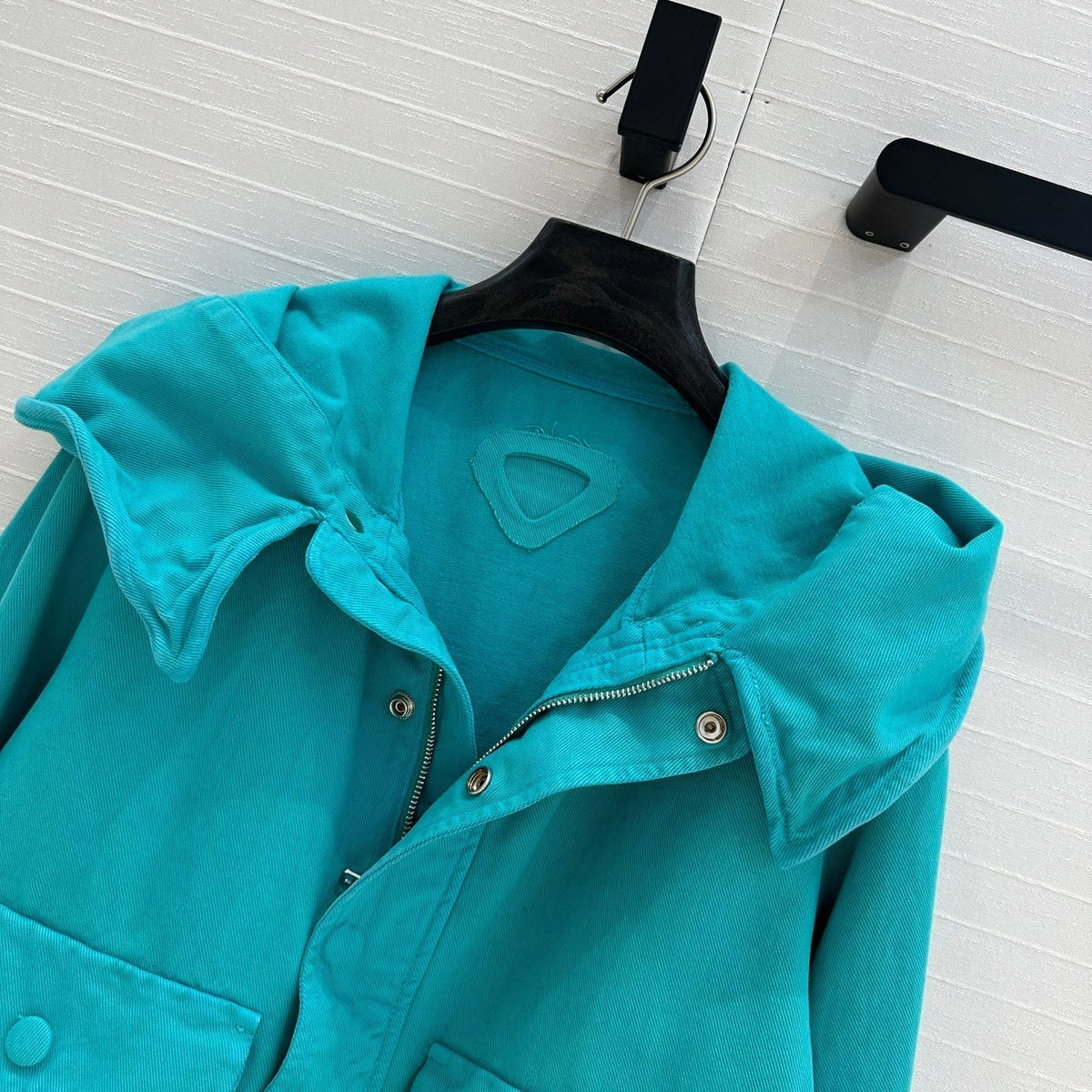 Prada 25 Hooded Short Jacket Blue-green Cotton