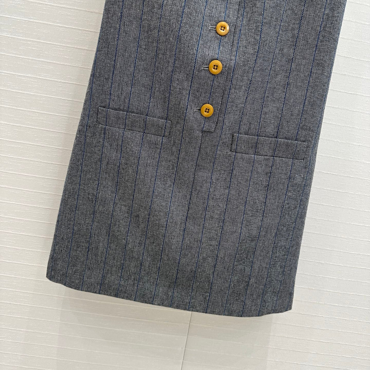 Prada Striped Vest Dress Gray Wool Polyester